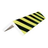 Self-adhesive foam corner protector with yellow and black reflective strips